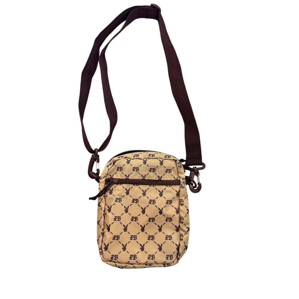 Playboy Monogram Crossbody Bag Tan Canvas Bunny